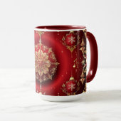 Rote Dekorationsornamente Feiertagsbecher Tasse (VorderseiteRechts)