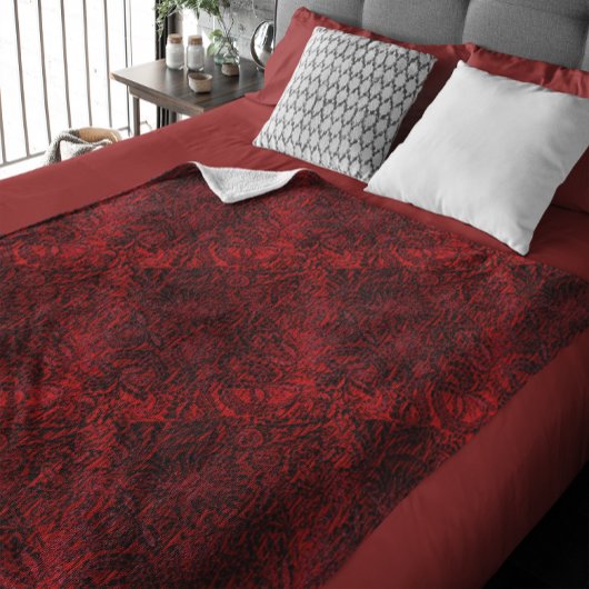Rote dekorative Blume Design Klein Fleecedecke
