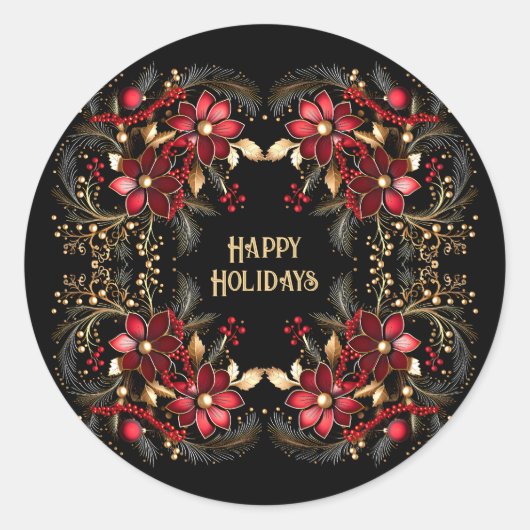 Rote dekorative Blume Ferienaufkleber Runder Aufkleber (Vorderseite)