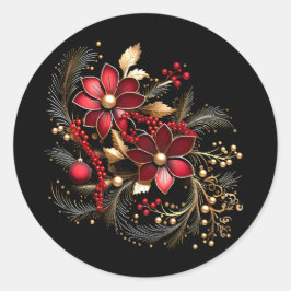 Rote dekorative Blume Ferienaufkleber Runder Aufkleber