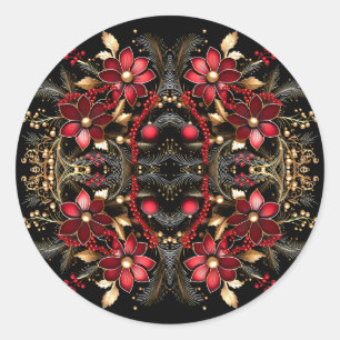 Rote dekorative Blume Ferienaufkleber Runder Aufkleber