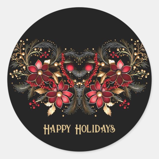 Rote dekorative Blume Ferienaufkleber Runder Aufkleber (Vorderseite)