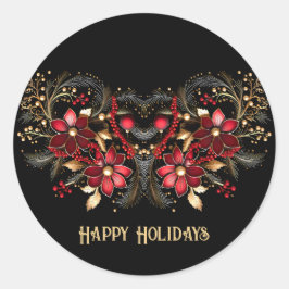 Rote dekorative Blume Ferienaufkleber Runder Aufkleber