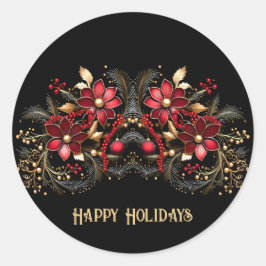 Rote dekorative Blume Ferienaufkleber Runder Aufkleber