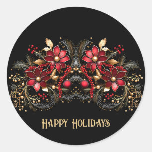 Rote dekorative Blume Ferienaufkleber Runder Aufkleber