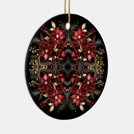 Rote dekorative Blume Keramik Ornament (Rechts)