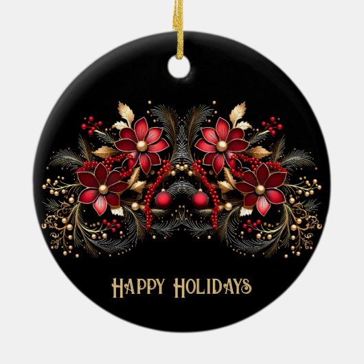 Rote dekorative Blume Keramik Ornament (Hinten)