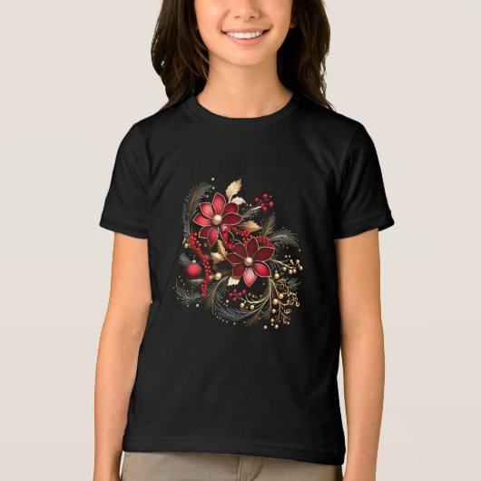 Rote dekorative Blume T - Shirt (Vorderseite)