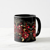 Rote dekorative Blume Tasse (VorderseiteRechts)