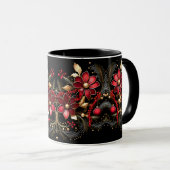 Rote dekorative Blume Tasse (VorderseiteRechts)