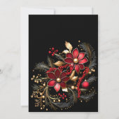 Rote dekorative Blume Weihnachten Party Einladung (Rückseite)