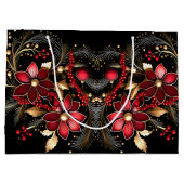 Rote dekorative Blume Weihnachtsgeschenktasche Große Geschenktüte (Rückseite)