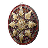Rote dekorative Gold-Blätter Dartboard Dartscheibe (Vorderseite rechts)