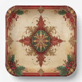 Rote Dekorative Weihnachts-Feiertags-Papierplatte Pappteller