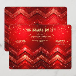 Rote Dekorative Weihnachts-Glitzer-Feierparty Einladung