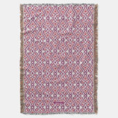 Rote des Chic bunte und lila ikat Damastmuster Decke (Vorderseite Vertikal)
