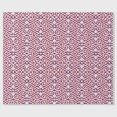 Rote des Chic bunte und lila ikat Damastmuster Geschenkpapier (Flach)