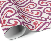 Rote des Chic bunte und lila ikat Damastmuster Geschenkpapier (Rolleneckpunkt)