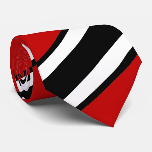 Rote diagonale gestreifte Schwarzweiss-Krawatte Krawatte (Gerollt)