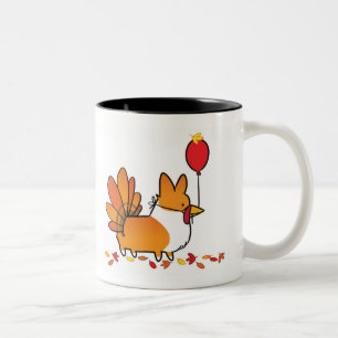 Rote die Erntedank-Türkeicorgi-Tasse CorgiThing Zweifarbige Tasse