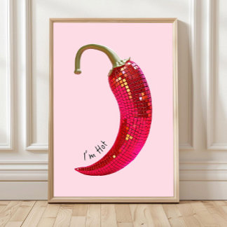 Rote Disco-Kugel Chilli Pepper Drucke, I_m Hot Chi Poster