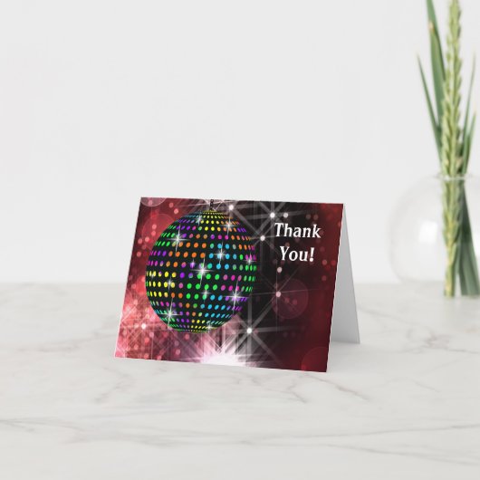 Rote Disco-Kugel Dankeskarten Dankeskarte (Vorderseite)