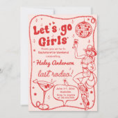 Rote Disco Rodeo Cowgirl Bachelorette Einladung (Vorderseite)