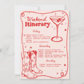 Rote Disco Rodeo Cowgirl Bachelorette Einladung (Rückseite)