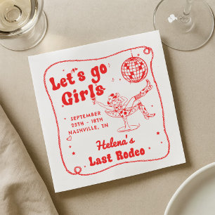 Rote Disco Rodeo Cowgirl Bachelorette Serviette