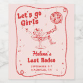 Rote Disco Rodeo Cowgirl Bachelorette Weinetikett (Einzelnes Label)