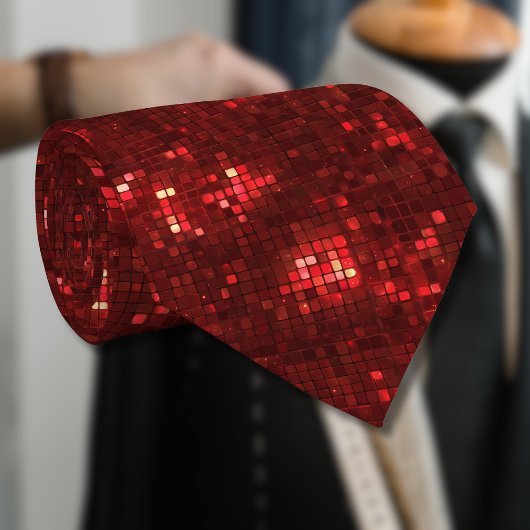 Rote Disco-Style-Quadrate Valentinsmuster Krawatte
