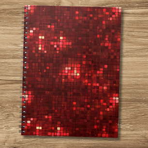Rote Disco-Style-Quadrate Valentinsmuster Notizblock