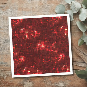Rote Disco-Style-Quadrate Valentinsmuster Serviette
