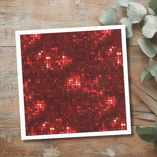 Rote Disco-Style-Quadrate Valentinsmuster Serviette