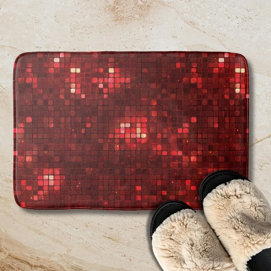 Rote Disco-Style-Quadrate Valentinstag-Muster Badematte