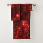 Rote Disco-Style-Quadrate Valentinstag-Muster Badhandtuch Set (Insitu)