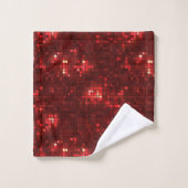 Rote Disco-Style-Quadrate Valentinstag-Muster Badhandtuch Set (Waschlappen)