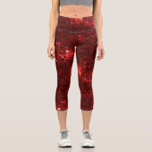 Rote Disco-Style-Quadrate Valentinstag-Muster Capri Leggings (Vorderseite)