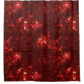 Rote Disco-Style-Quadrate Valentinstag-Muster Duschvorhang (Vorderseite)