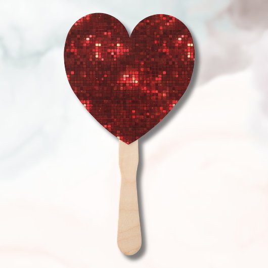 Rote Disco-Style-Quadrate Valentinstag-Muster Fächer