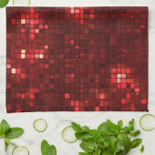 Rote Disco-Style-Quadrate Valentinstag-Muster Geschirrtuch (Gefaltet)