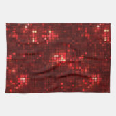 Rote Disco-Style-Quadrate Valentinstag-Muster Geschirrtuch (Horizontal)
