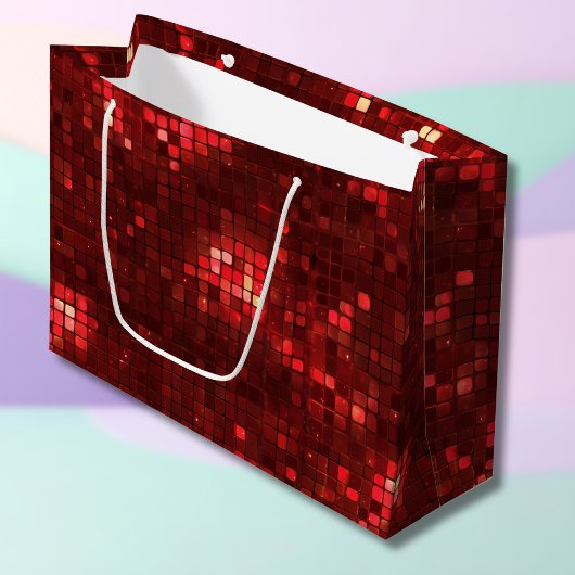 Rote Disco-Style-Quadrate Valentinstag-Muster Große Geschenktüte