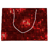Rote Disco-Style-Quadrate Valentinstag-Muster Große Geschenktüte (Vorderseite)