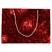 Rote Disco-Style-Quadrate Valentinstag-Muster Große Geschenktüte (Rückseite)