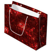 Rote Disco-Style-Quadrate Valentinstag-Muster Große Geschenktüte (Vorderseite Schrägansicht)