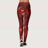 Rote Disco-Style-Quadrate Valentinstag-Muster Leggings (Rückseite)