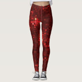 Rote Disco-Style-Quadrate Valentinstag-Muster Leggings (Vorderseite)