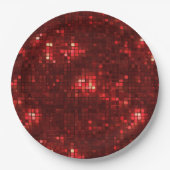 Rote Disco-Style-Quadrate Valentinstag-Muster Pappteller (Vorderseite)