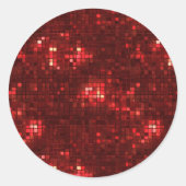 Rote Disco-Style-Quadrate Valentinstag-Muster Runder Aufkleber (Vorderseite)